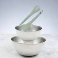 Edelstahl Schüssel Set mit Salatbesteck – moderne Küchenhelfer für Salat und Zubereitung