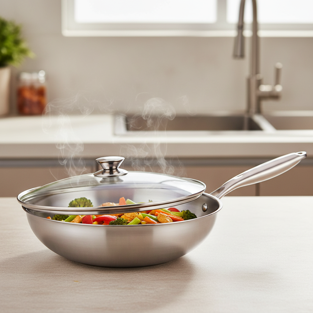 Wok Pfanne GSW 868402 Edelstahl Silberfarben Ø 32 cm
