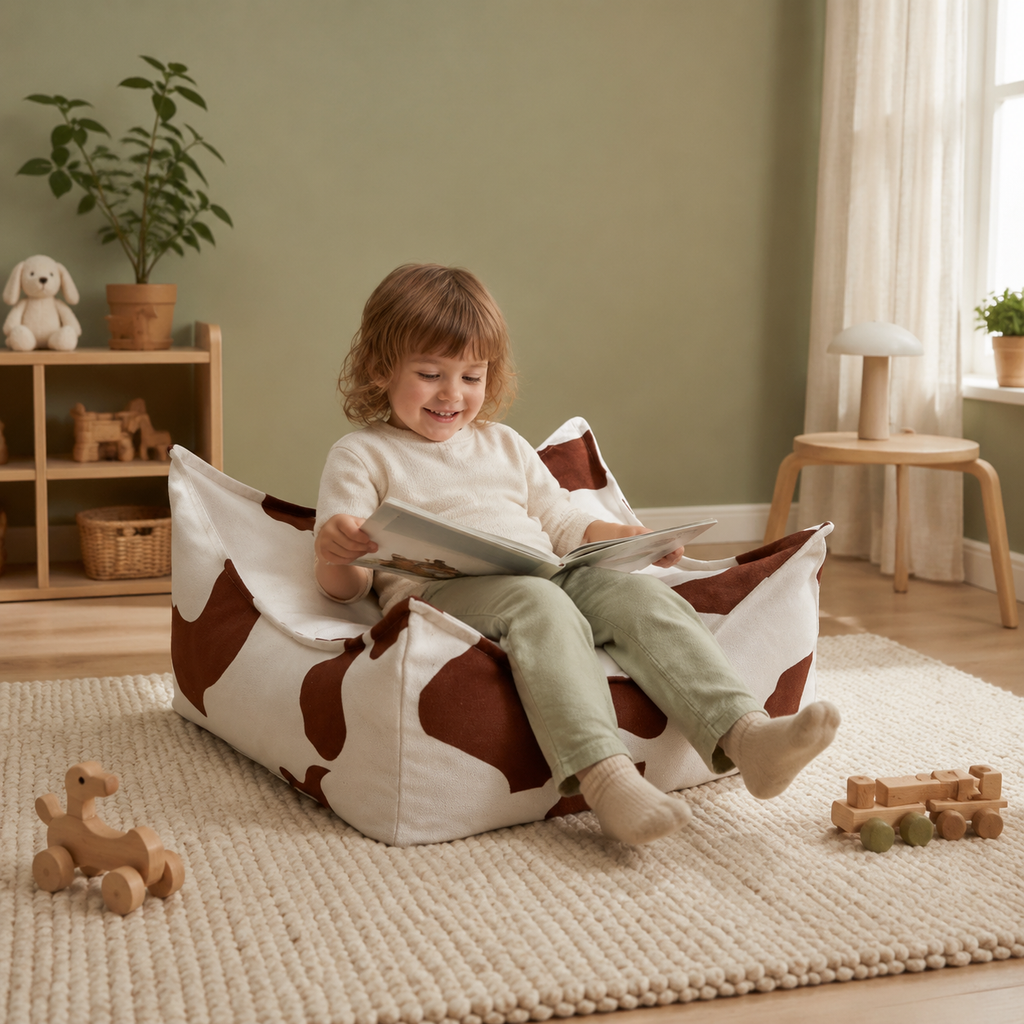 Kinder-Sitzsack eckig Kuh im Kinderzimmer – bees&blooms
