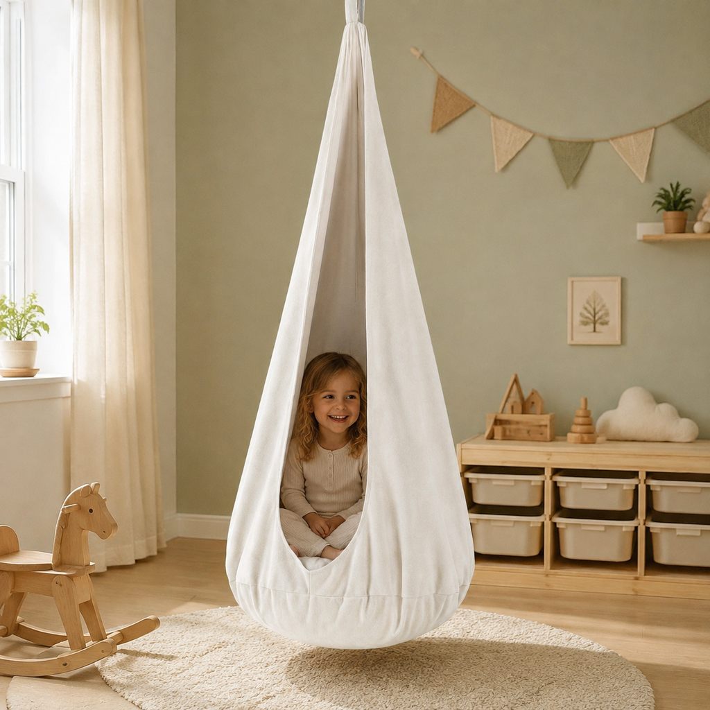 Kokonschaukel Wolkenweiß im Kinderzimmer – bees&blooms