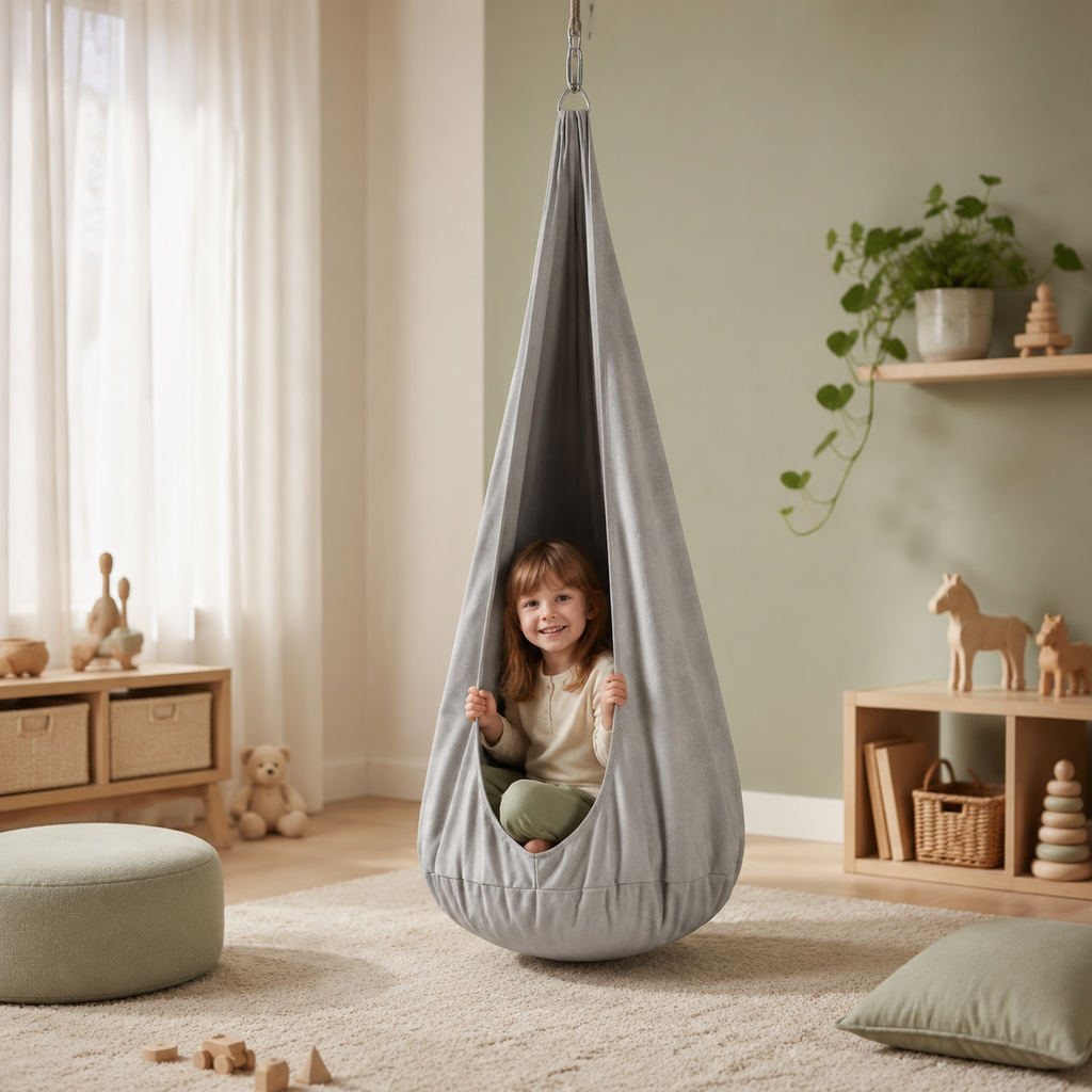 Kokonschaukel Steingrau im Kinderzimmer – bees&blooms
