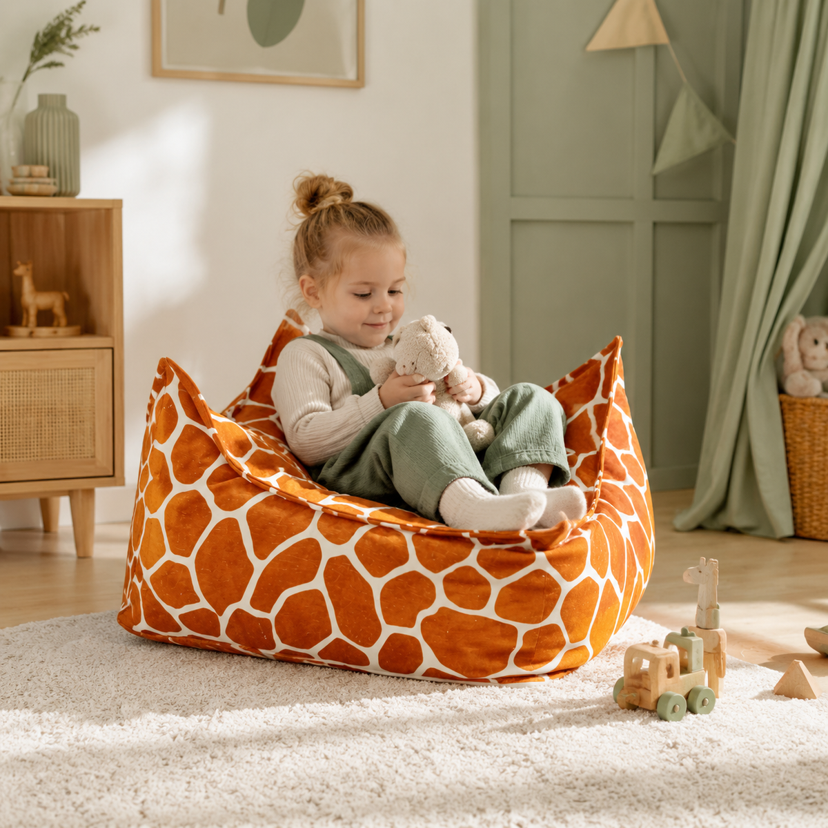 Kinder-Sitzsack eckig Giraffe im Kinderzimmer – bees&blooms