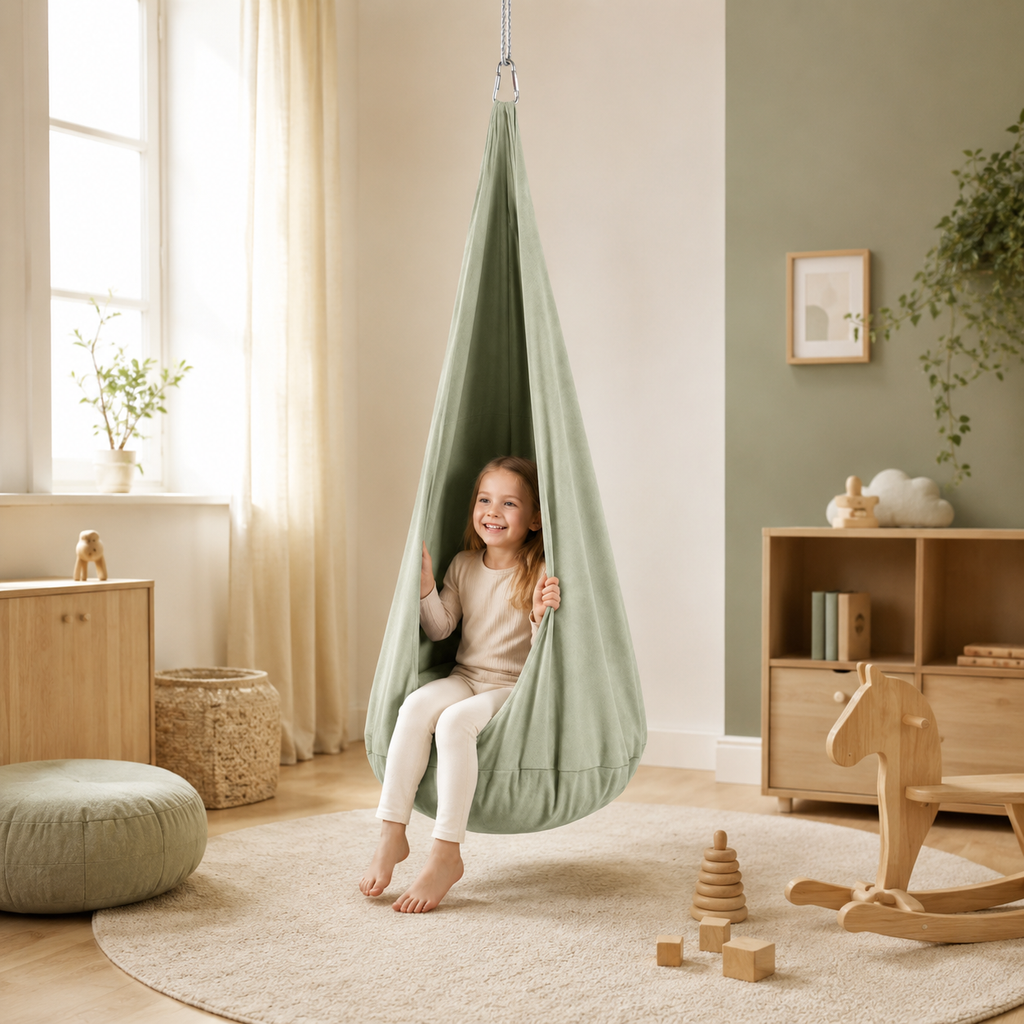 Kokonschaukel Salbeigrün im Kinderzimmer – bees&blooms