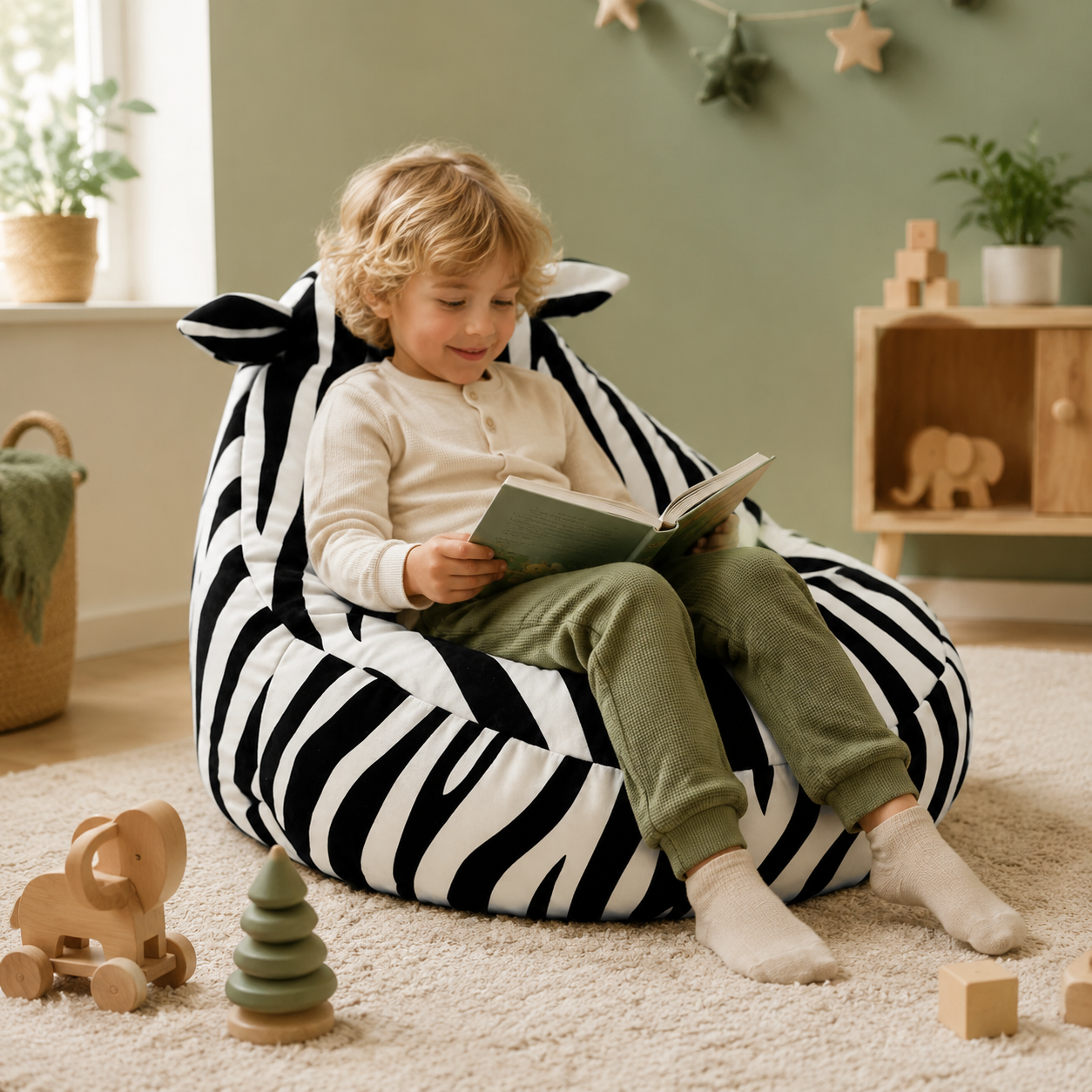 Kinder-Teddysessel Zebra im Kinderzimmer – bees&blooms