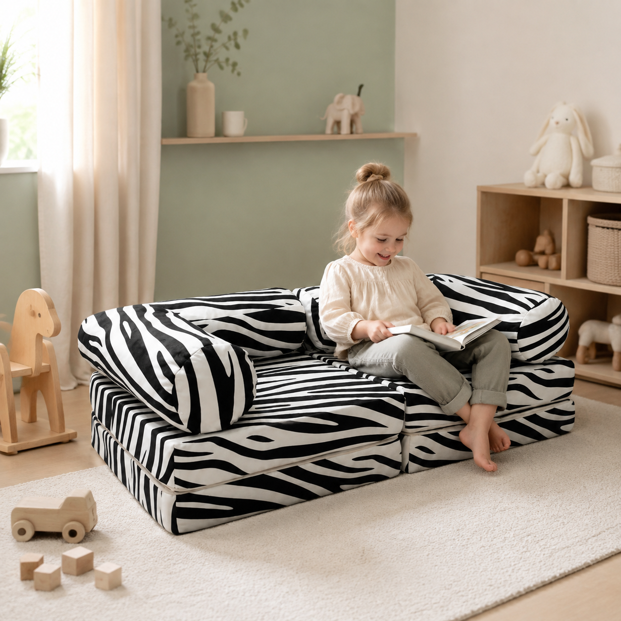 HoneyHug modulares Kindersofa – Zebra im Kinderzimmer – bees&blooms