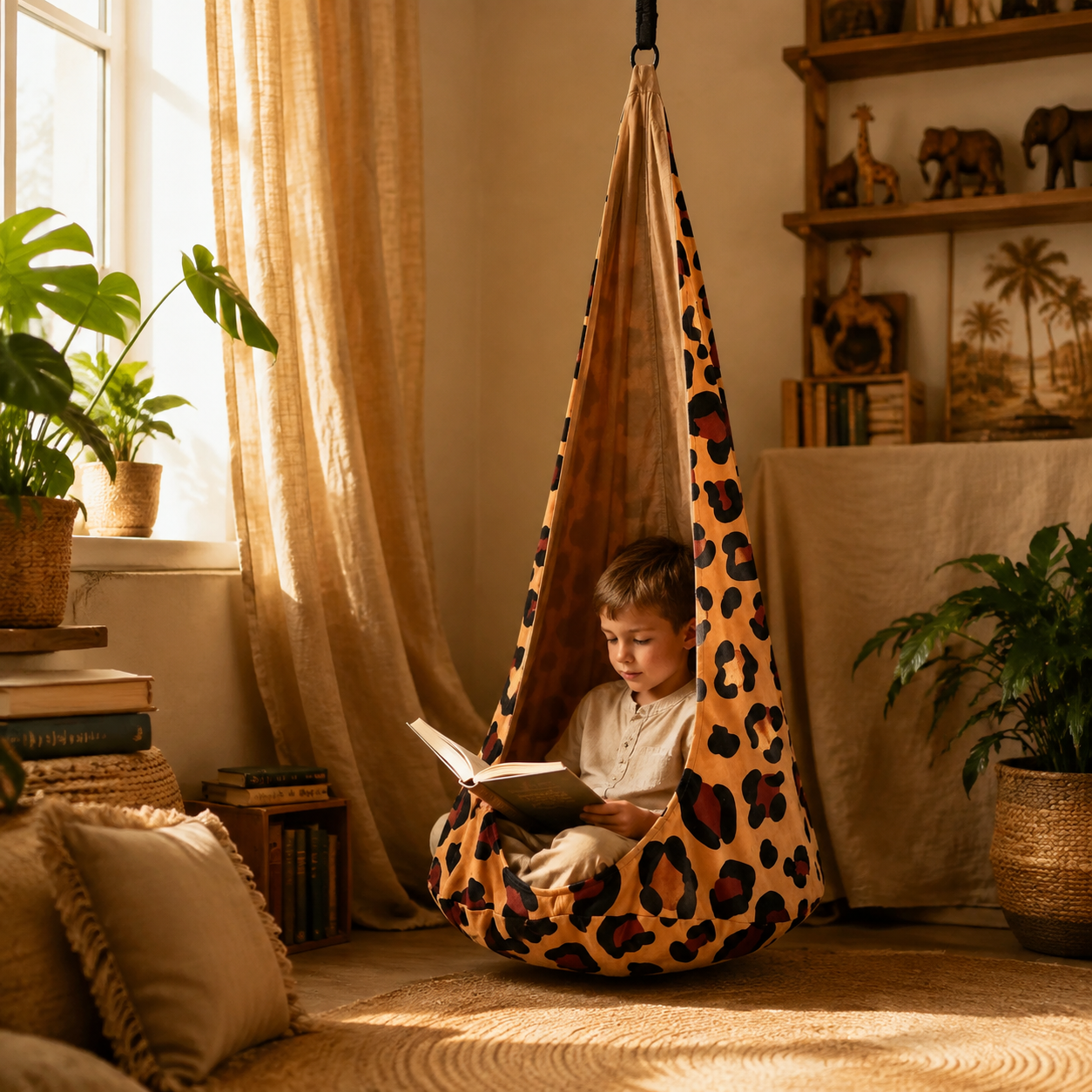 Kokonschaukel Leopard XXL in Spiel- und Leseecke – bees&blooms