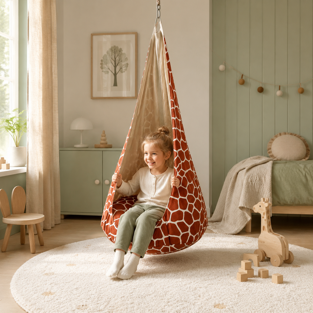 Kokonschaukel Giraffe XXL im Kinderzimmer – bees&blooms