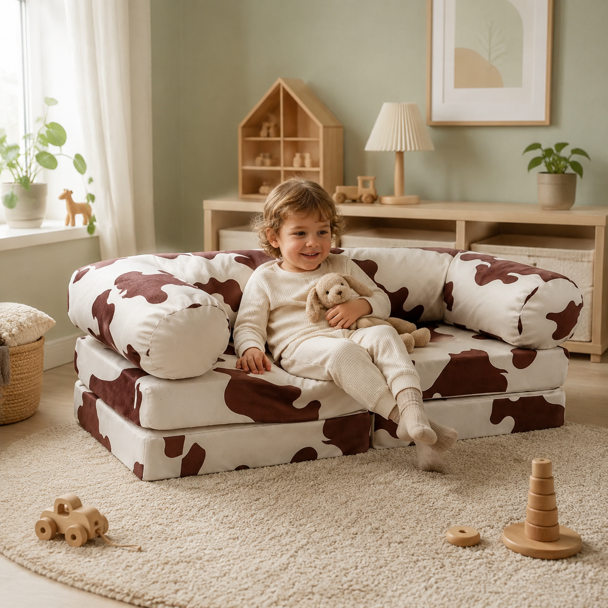 HoneyHug modulares Kindersofa – Kuh im Kinderzimmer – bees&blooms