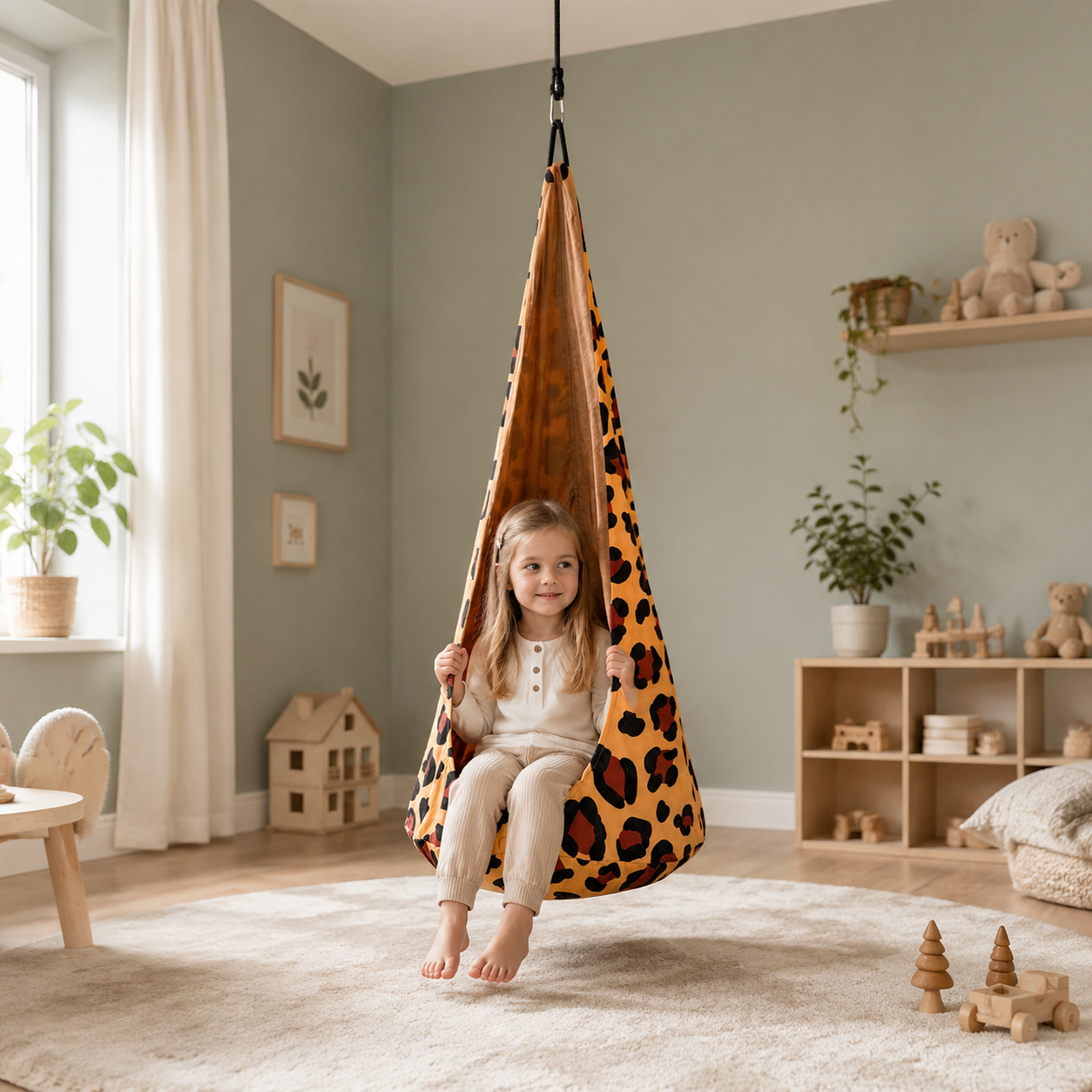 Kokonschaukel Leopard im Kinderzimmer – bees&blooms