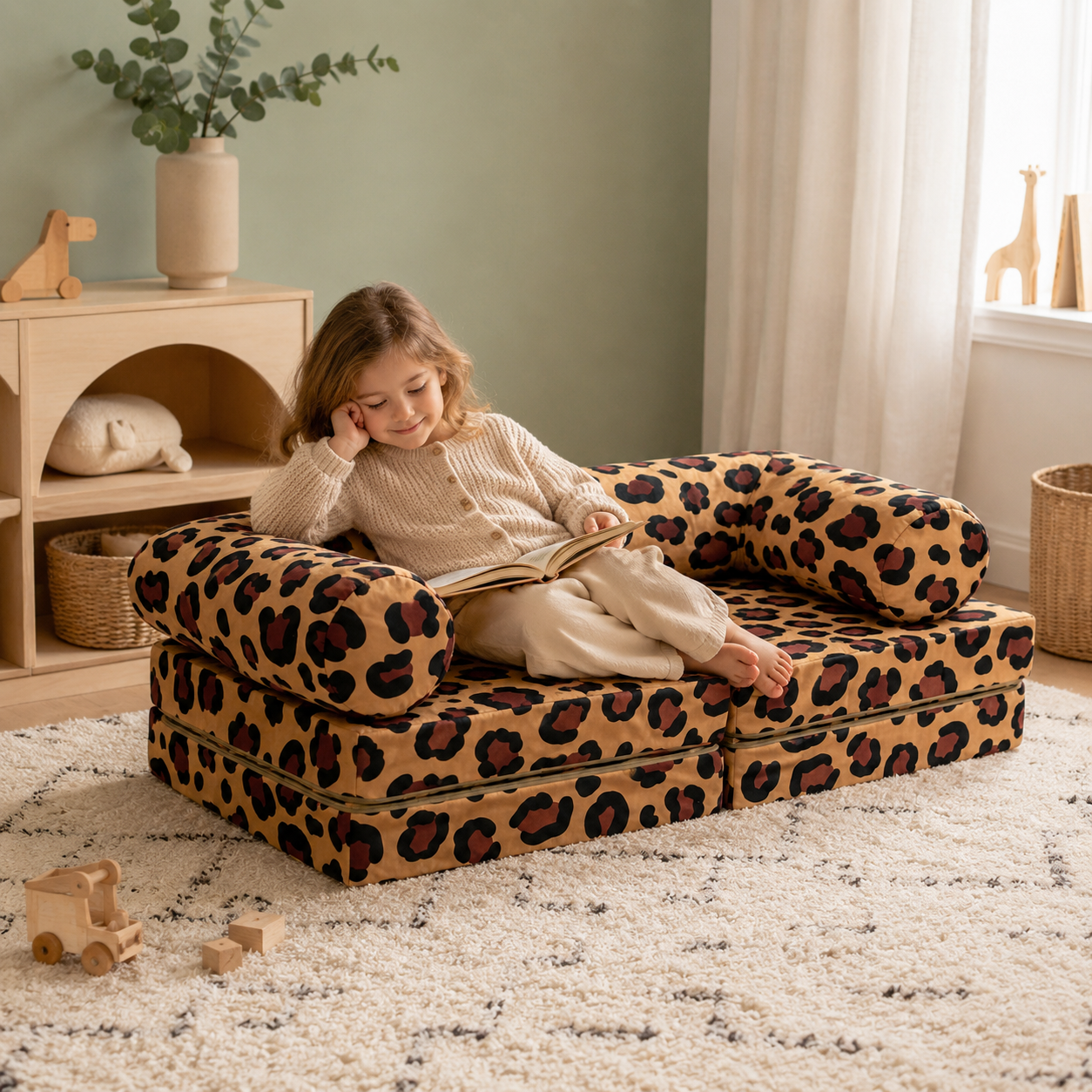 HoneyHug modulares Kindersofa – Leopard im Kinderzimmer – bees&blooms