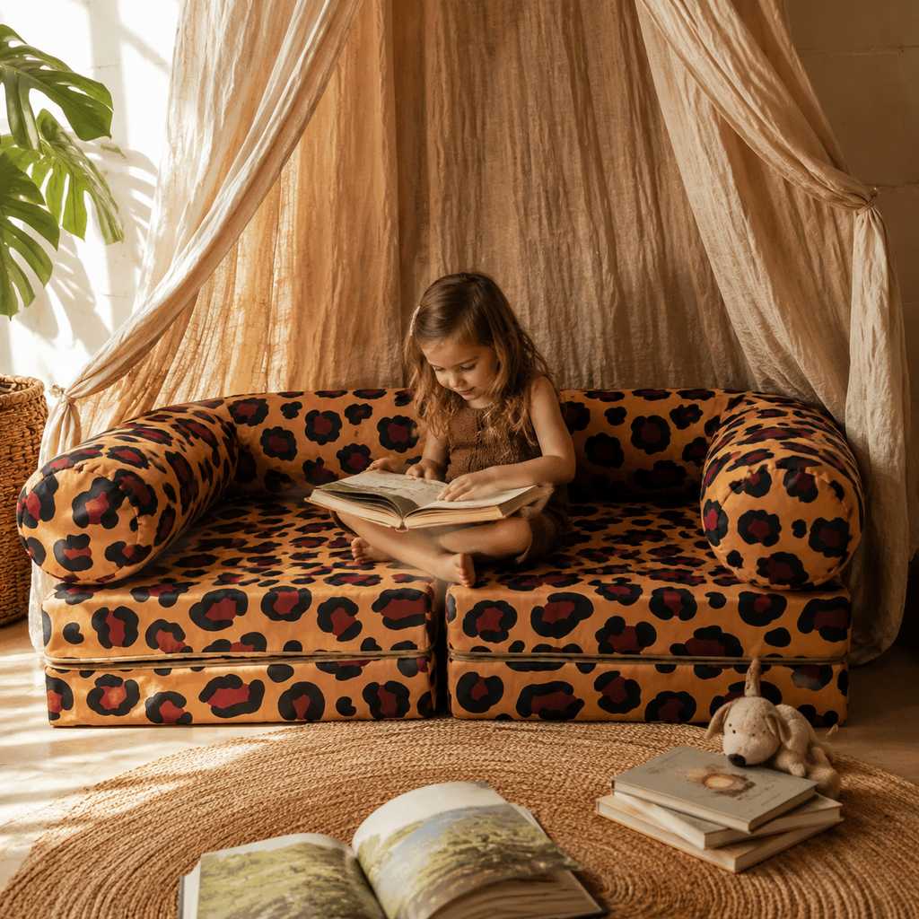 HoneyHug modulares Kindersofa – Leopard in Spiel- und Leseecke – bees&blooms