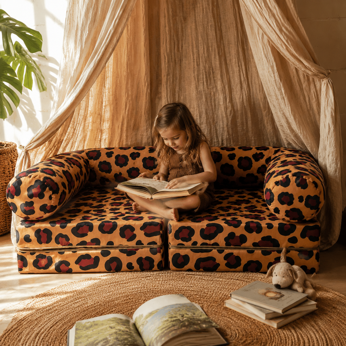 HoneyHug modulares Kindersofa – Leopard in Spiel- und Leseecke – bees&blooms