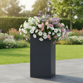Blumentopf EDA Graphit Grau Dunkelgrau Kunststoff karriert 39,5 x 39,5 x 80 cm