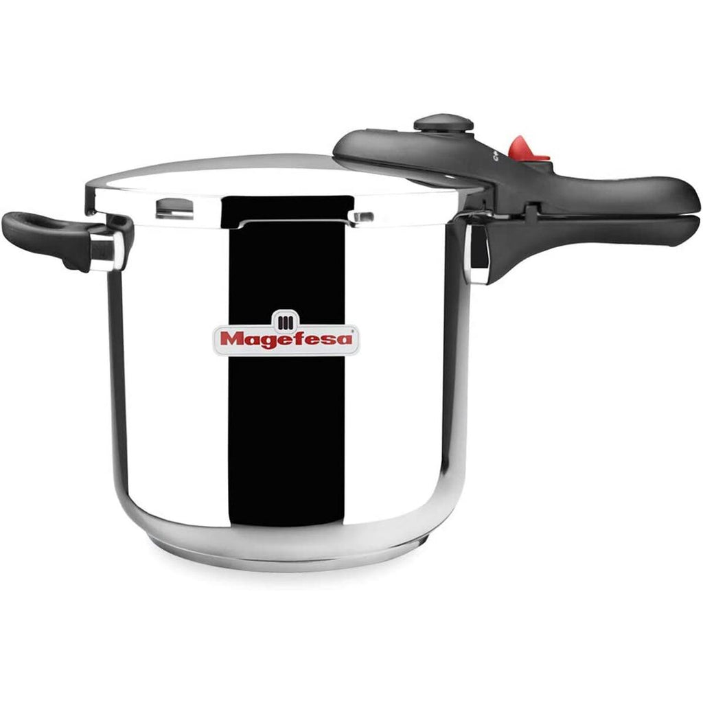 Magefesa Schnellkochtopf Edelstahl 6 Liter mit Sicherheitsdeckel und ergonomischem Griff, moderner Druckkochtopf für schnelles und energiesparendes Kochen