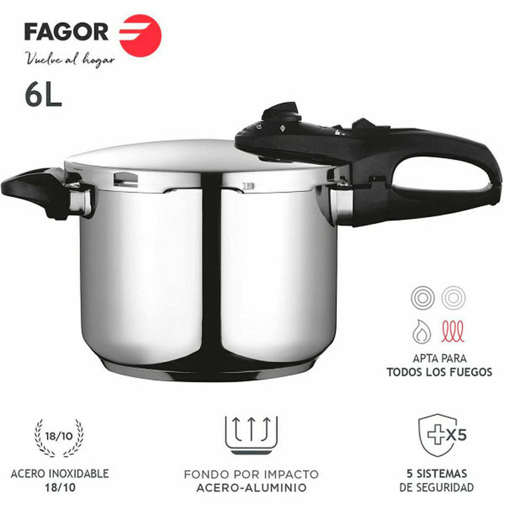 Fagor DUO Druckkochtopf 6 Liter Edelstahl Produktbild