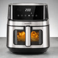 Elektrische Heißluftfritteuse mit Edelstahlgehäuse und LED Anzeige für gesundes Kochen ohne Fett
