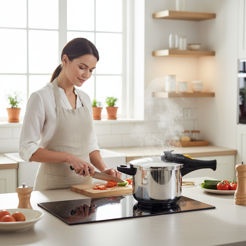 Magefesa Edelstahl Schnellkochtopf STYLE 6L mit Sicherheitsventil und stabilem Griff, hochwertiger Express-Topf für energiesparendes und effizientes Kochen