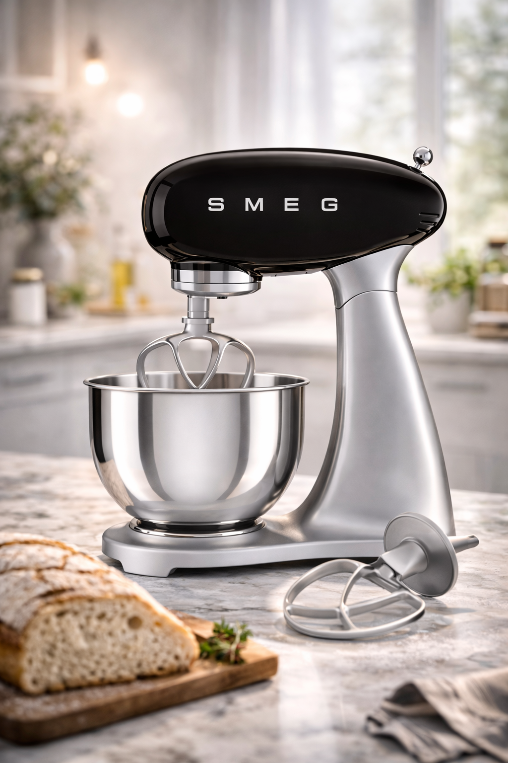 SMEG Küchenmaschine mit Rührhaken und Zubehör für Backen und Kochen