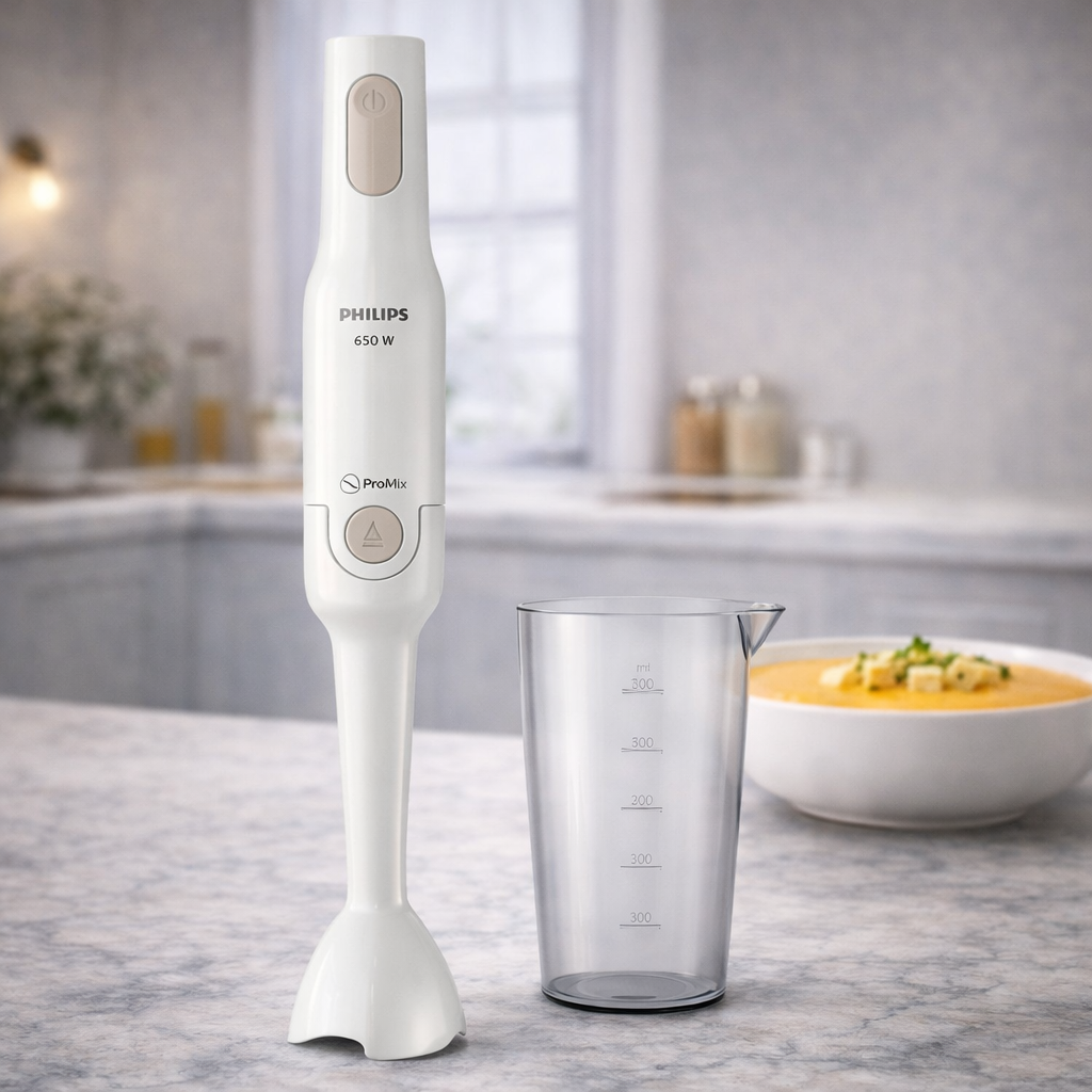 Philips Stabmixer 650W mit Messbecher für Suppen, Saucen und Smoothies in der Küche