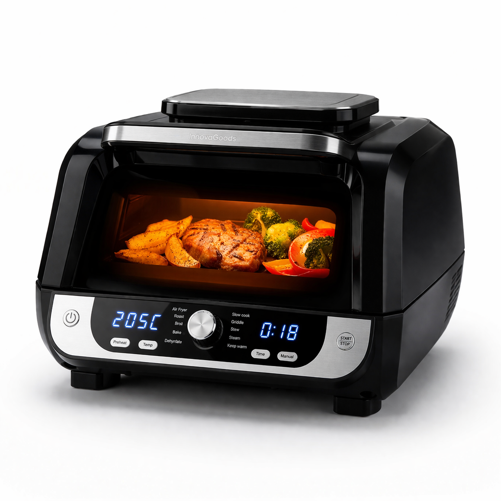 Air Fryer mit Sichtfenster und digitaler Steuerung für gesunde Zubereitung von Fleisch und Gemüse ohne Öl
