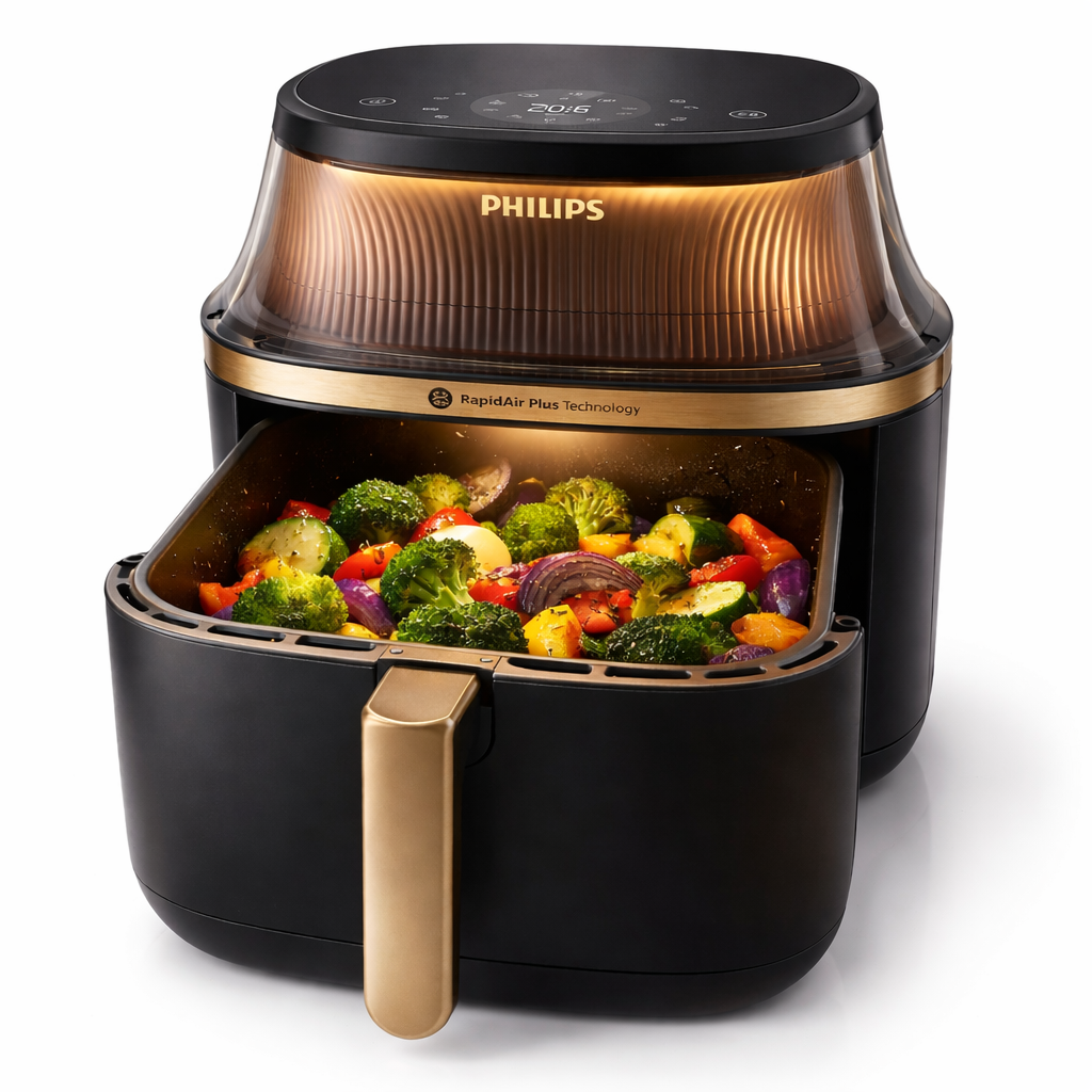 Philips Air Fryer mit großem Garraum und RapidAir Plus System für knusprige Ergebnisse ohne Fett
