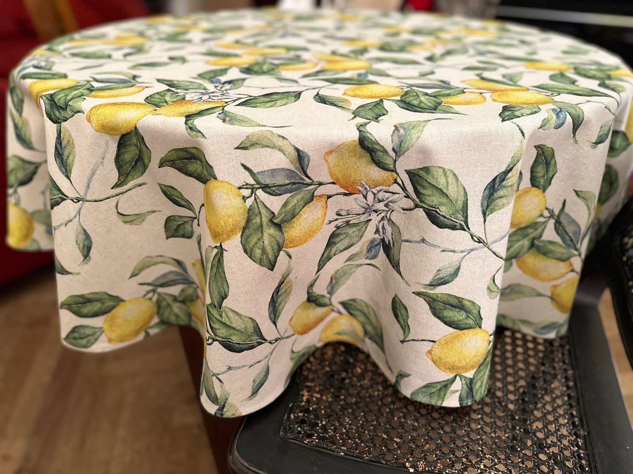 Runde Tischdecke Lemon Linen aus Baumwolle & Leinen – Originalansicht 4