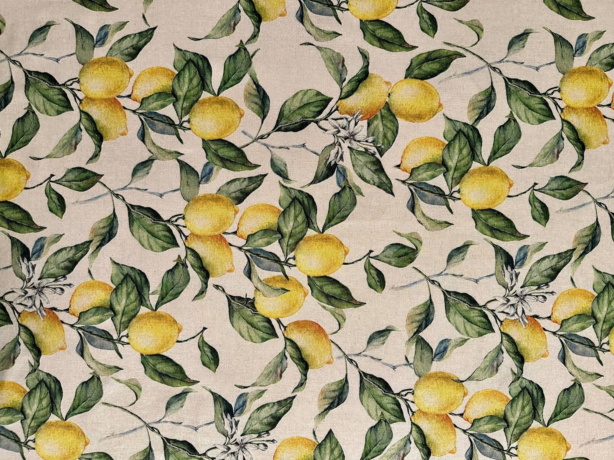 Runde Tischdecke Lemon Linen aus Baumwolle & Leinen – Originalansicht 1