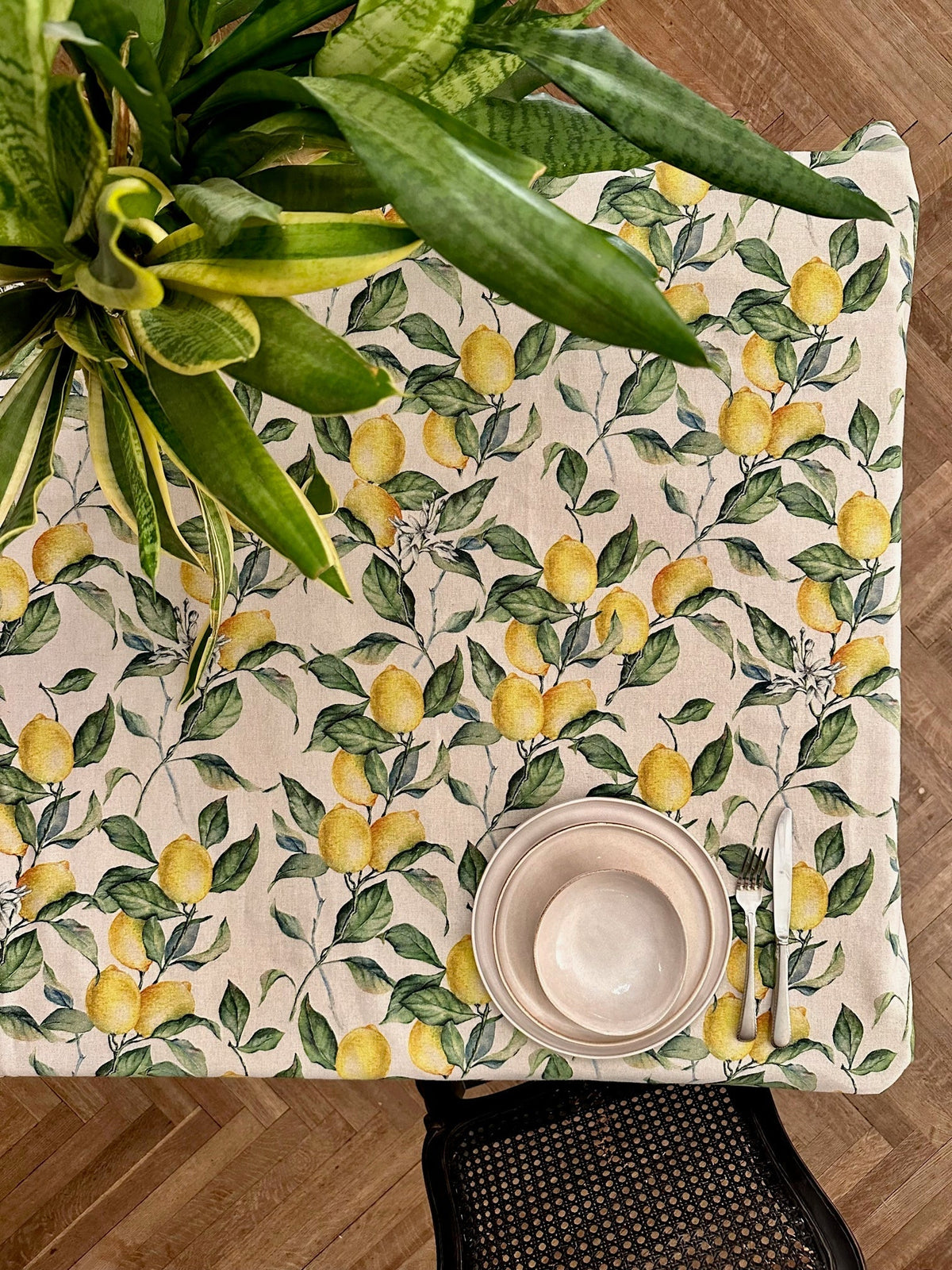 Tischdecke Lemon Linen aus Baumwolle & Leinen – Originalansicht 3