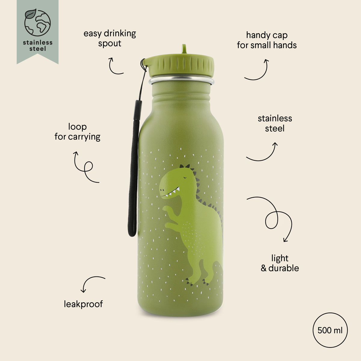 Kinder-Trinkflasche Mr. Dino 500 ml – Ausstattung und Details