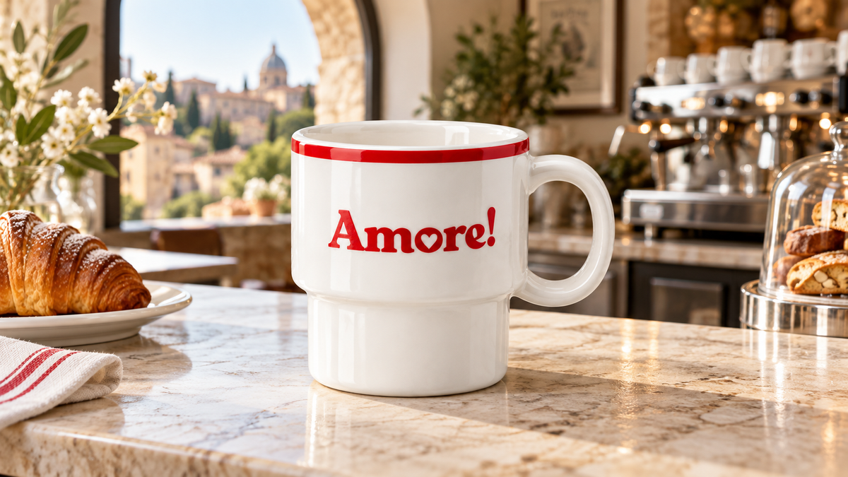 Keramiktasse Amore in italienischer Atmosphäre – Panorama