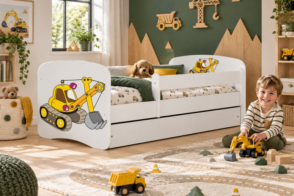 Babydreams Kinderbett – Bagger – stilvoll im Kinderzimmer eingerichtet