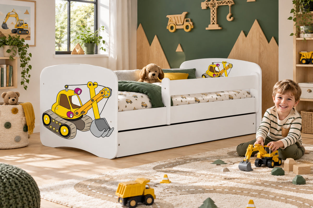 Babydreams Kinderbett – Bagger – stilvoll im Kinderzimmer eingerichtet