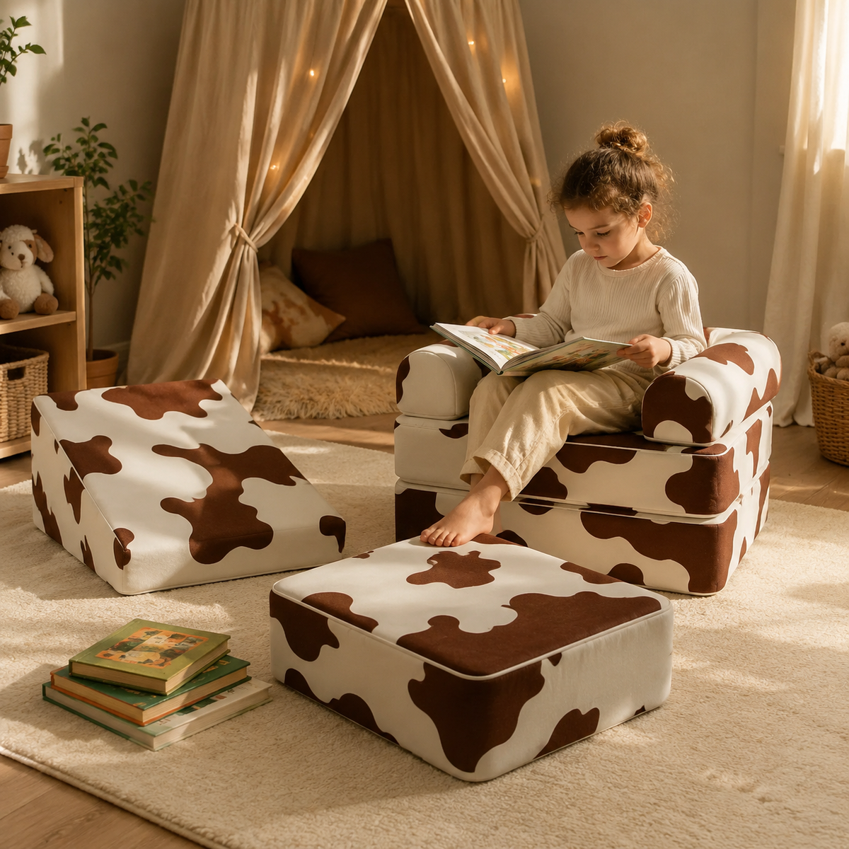 Modularer Kindersessel – Kuh in Spiel- und Leseecke – bees&blooms