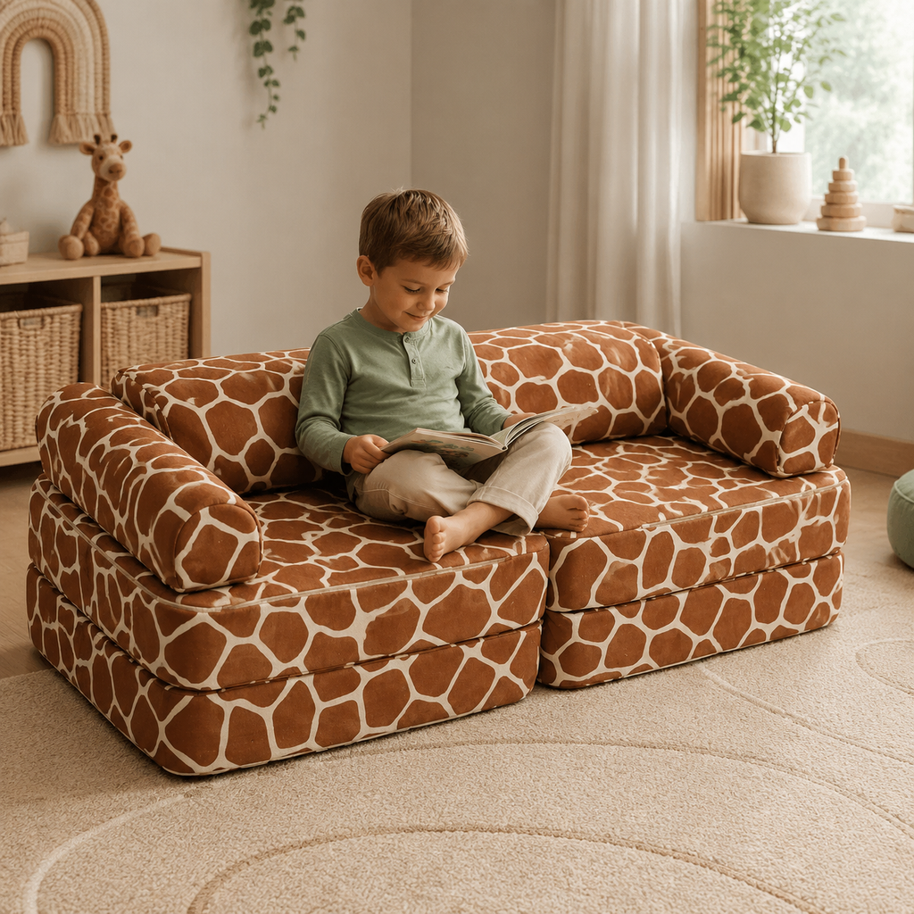 Modulares Spielsofa – Giraffe, 120 cm im Kinderzimmer – bees&blooms