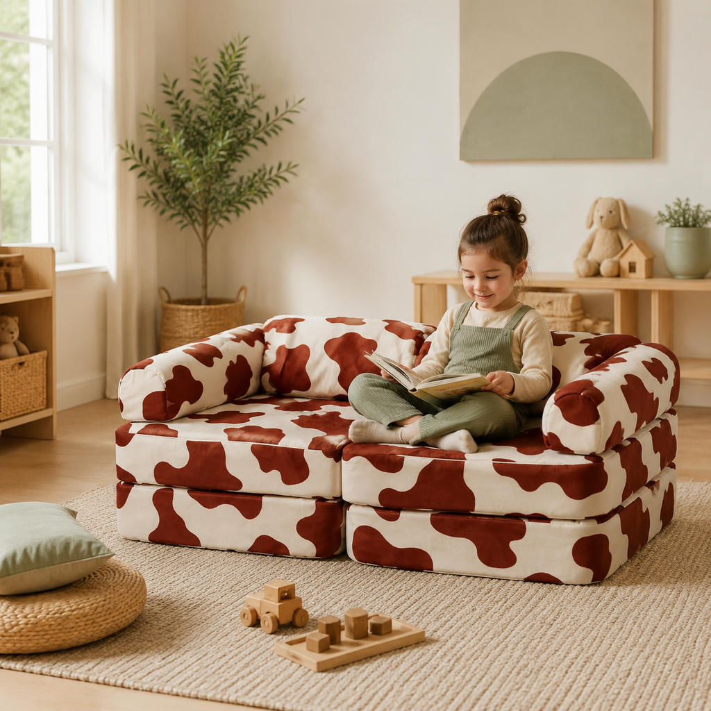 Modulares Spielsofa – Kuh, 120 cm im Kinderzimmer – bees&blooms