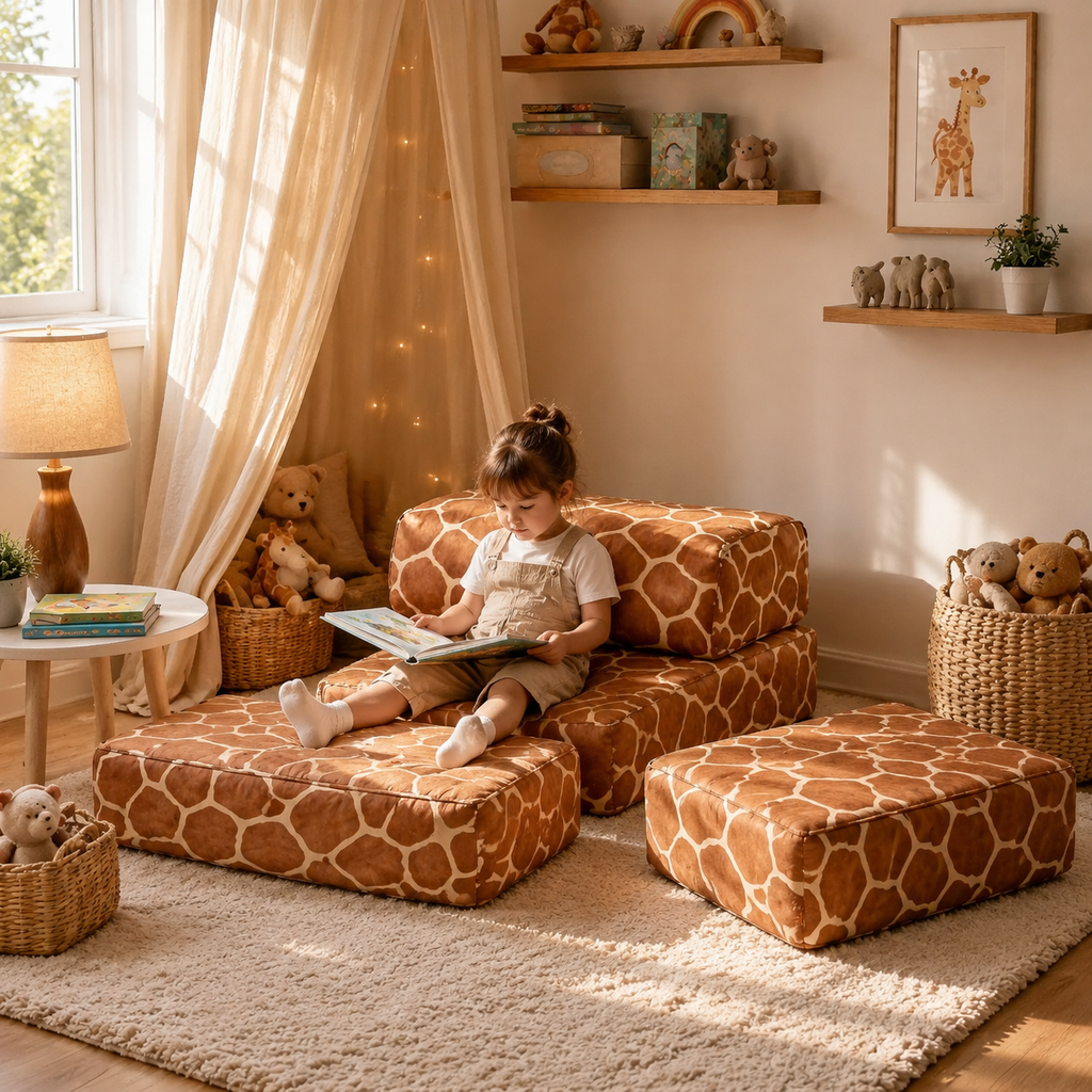 Modularer Kindersessel – Giraffe in Spiel- und Leseecke – bees&blooms