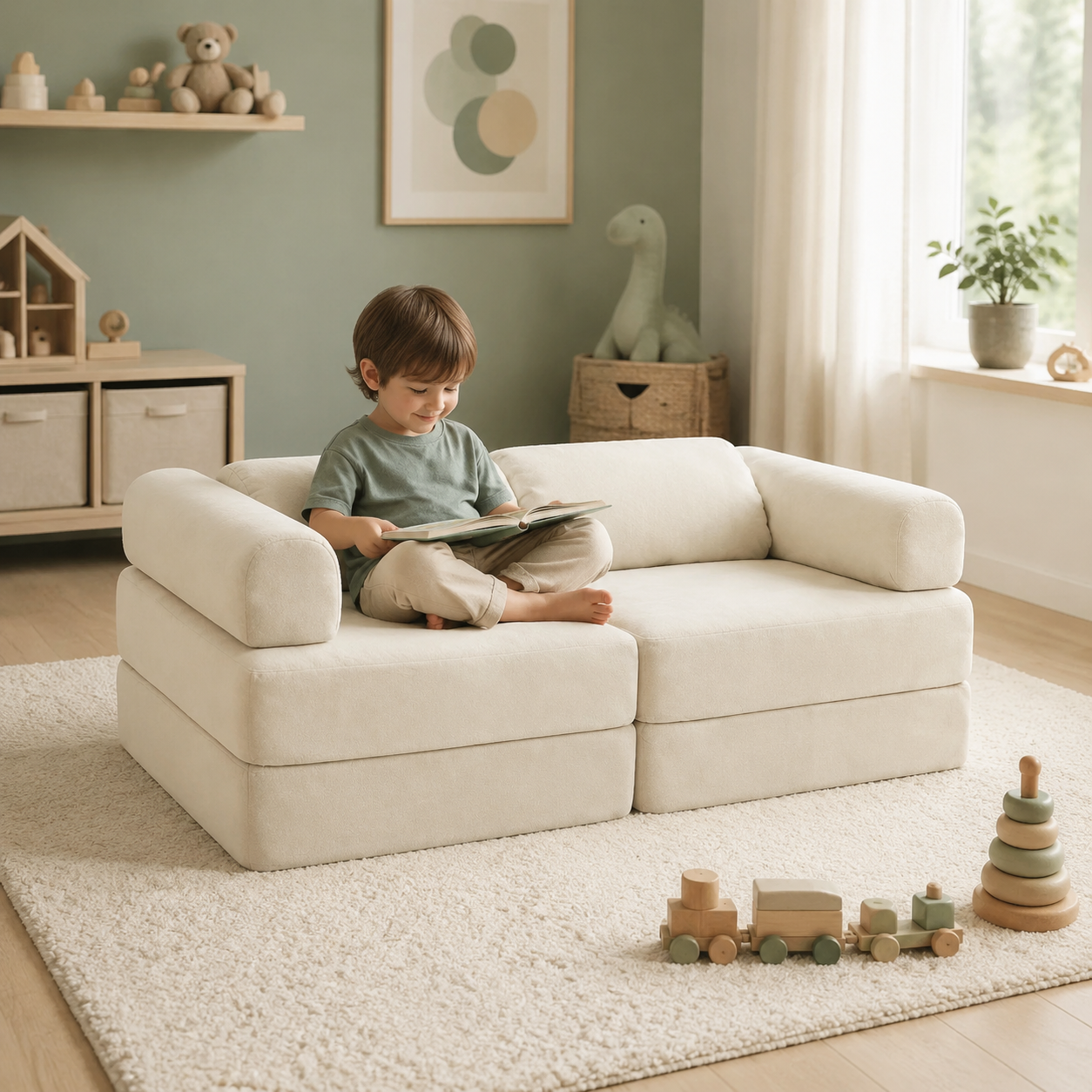 Modulares Spielsofa – Beige im Kinderzimmer – bees&blooms