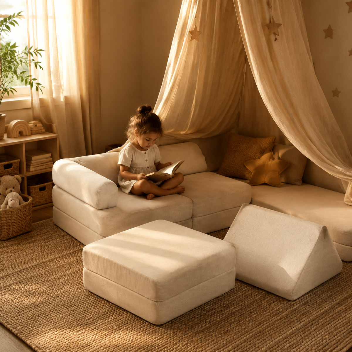 Modulares Spielsofa – Beige in Spiel- und Leseecke – bees&blooms