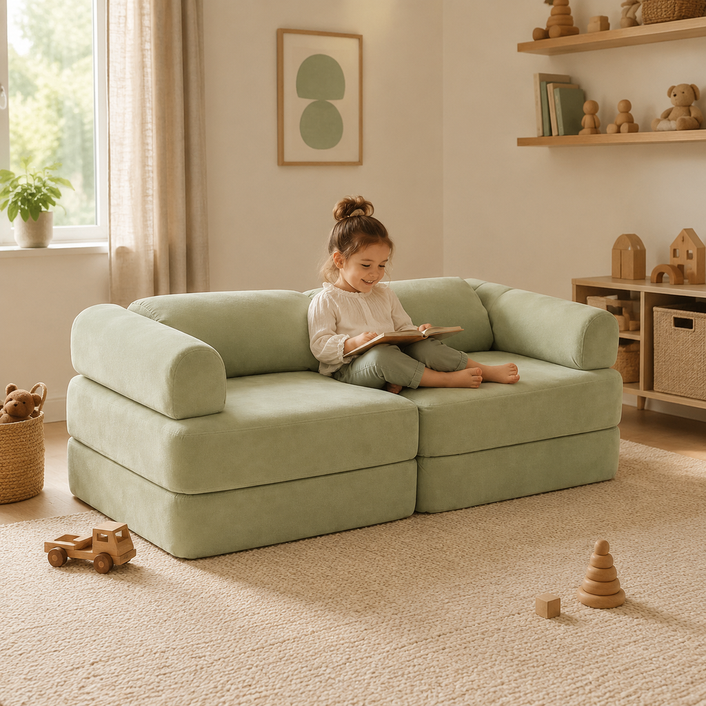 Modulares Spielsofa – Grün im Kinderzimmer – bees&blooms