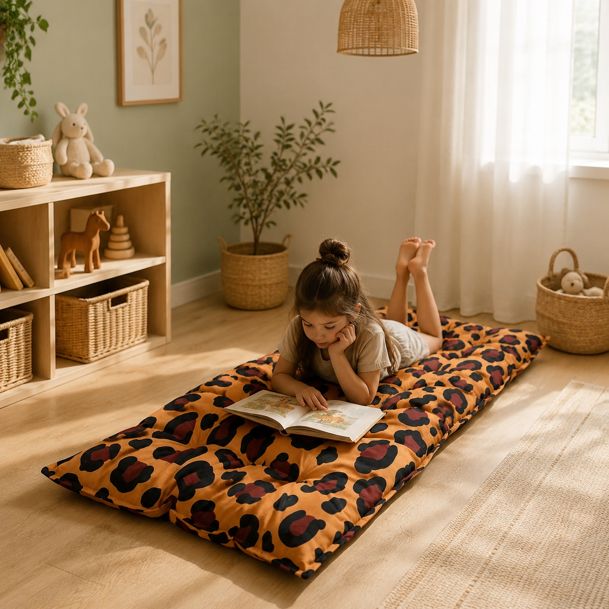 Gestepptes Bodenkissen – Leopard im Kinderzimmer – bees&blooms