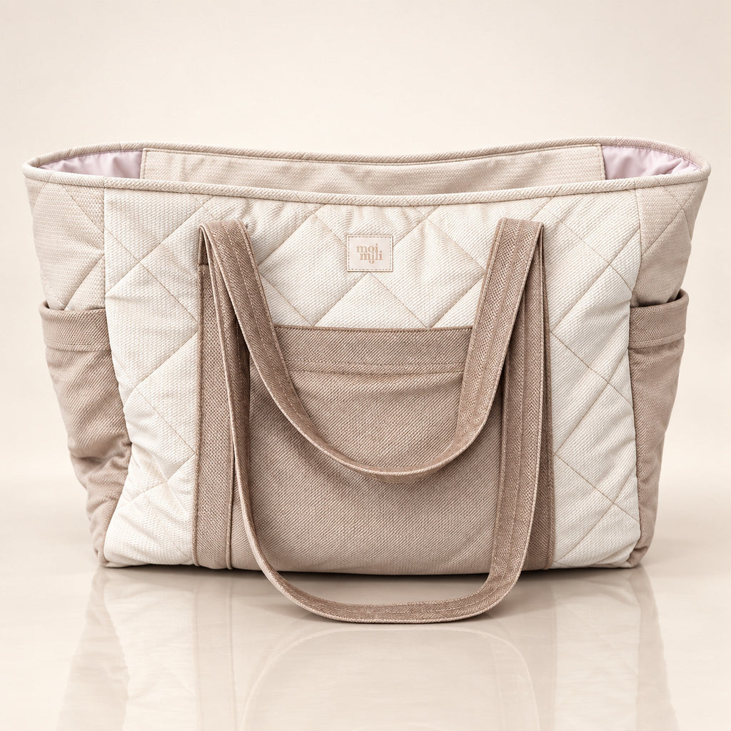 Mom Bag Weekender Beige mit Steppung und Bodenreflexion | Elena Home Living