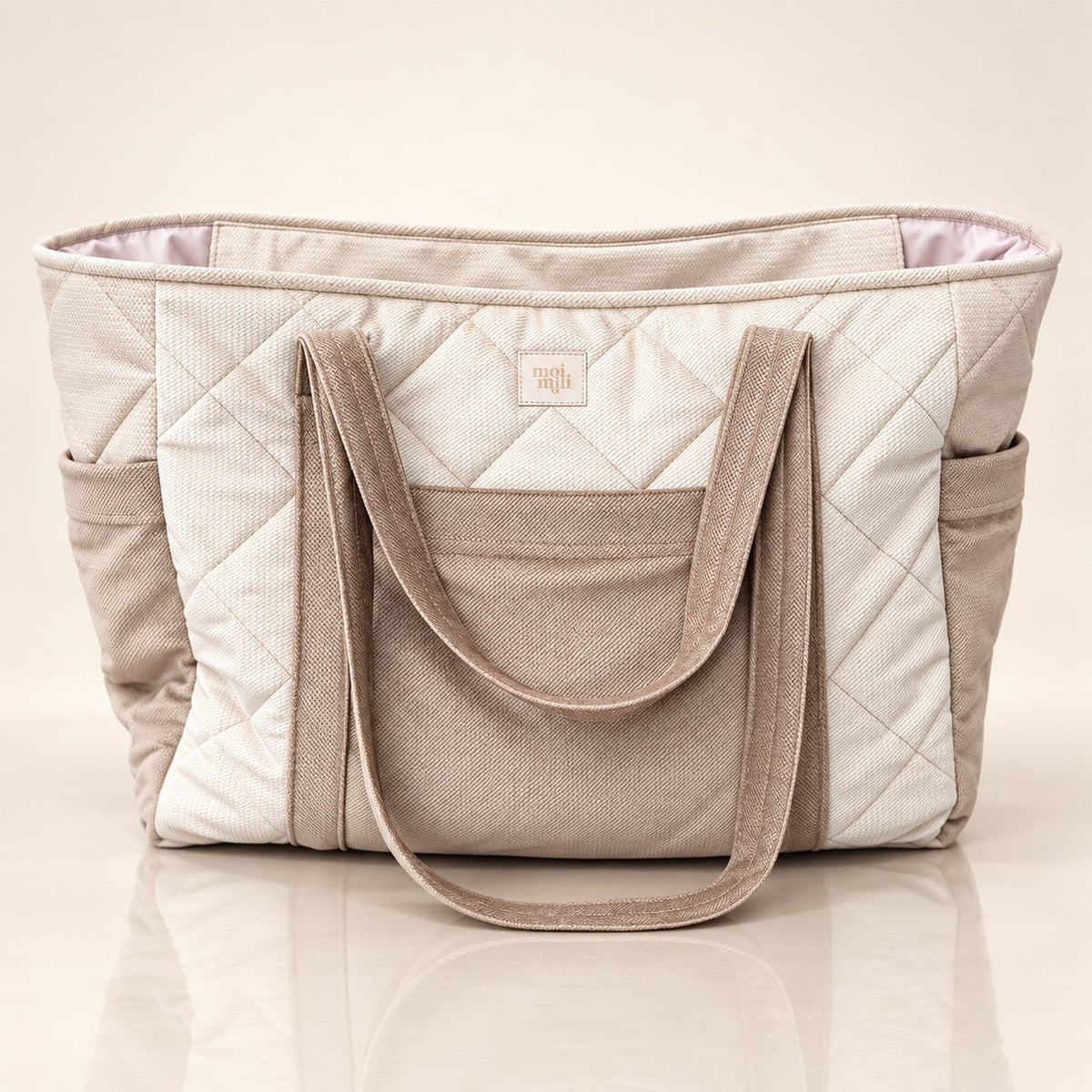 Mom Bag Weekender Beige mit Steppung und Bodenreflexion | Elena Home Living