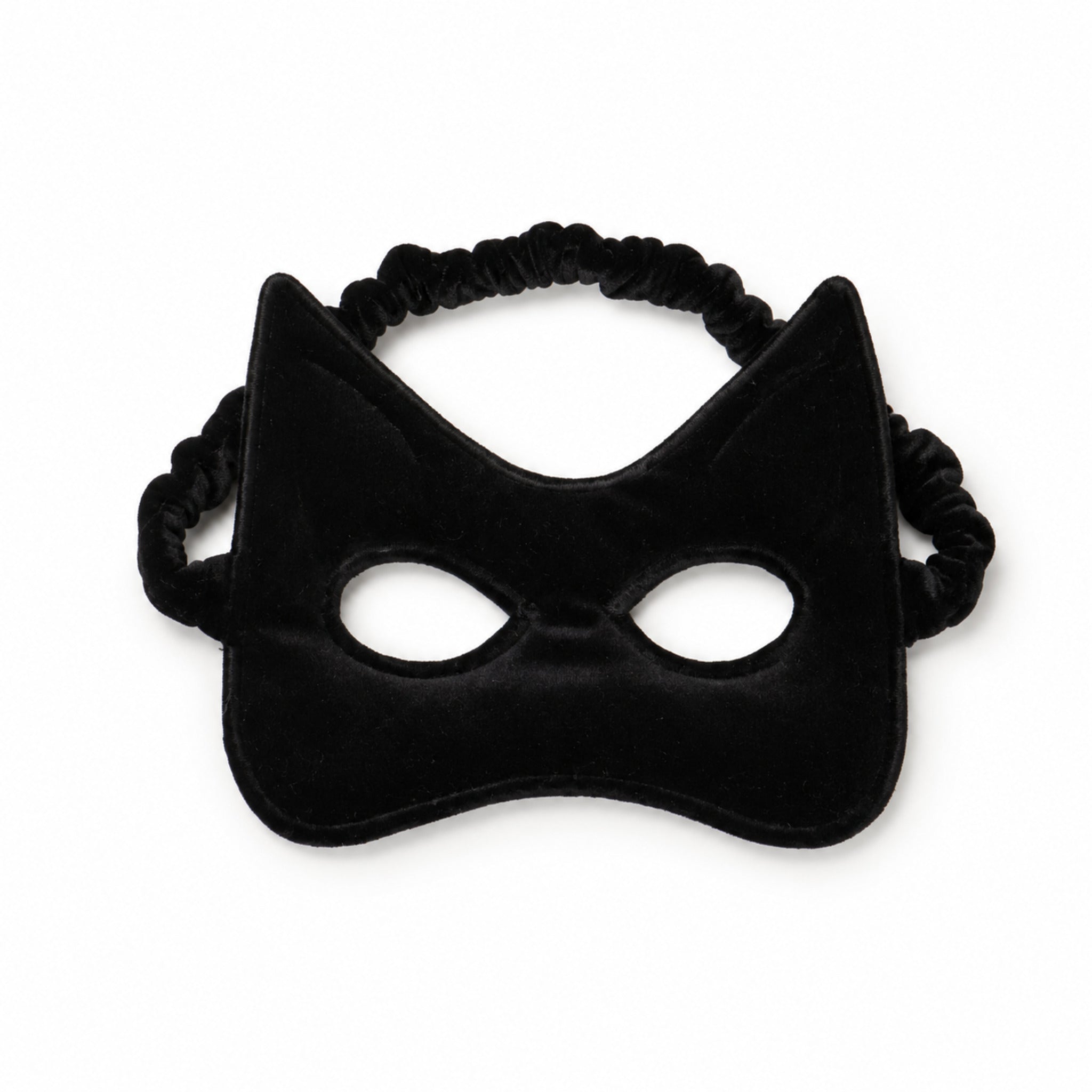 Schwarze Samt-Katzenmaske für Kinder mit elastischem Band