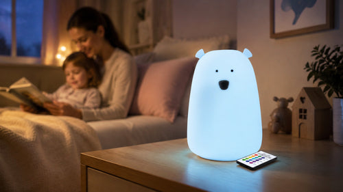 Bären-Nachtlampe Blau – gemütliche Vorlesezeit