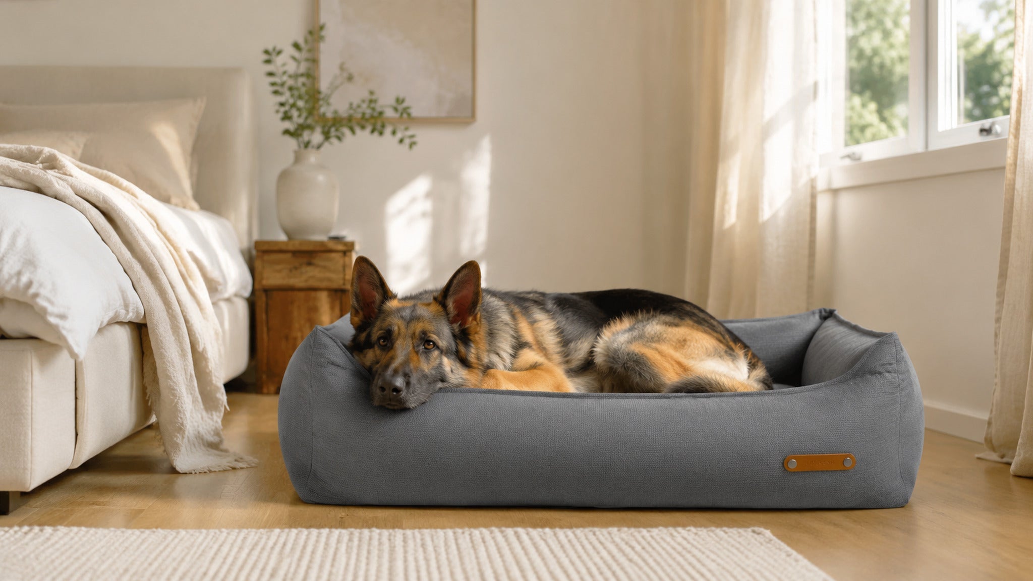 Bosca Hundebett Grau im hellen Premium Interieur – 16:9