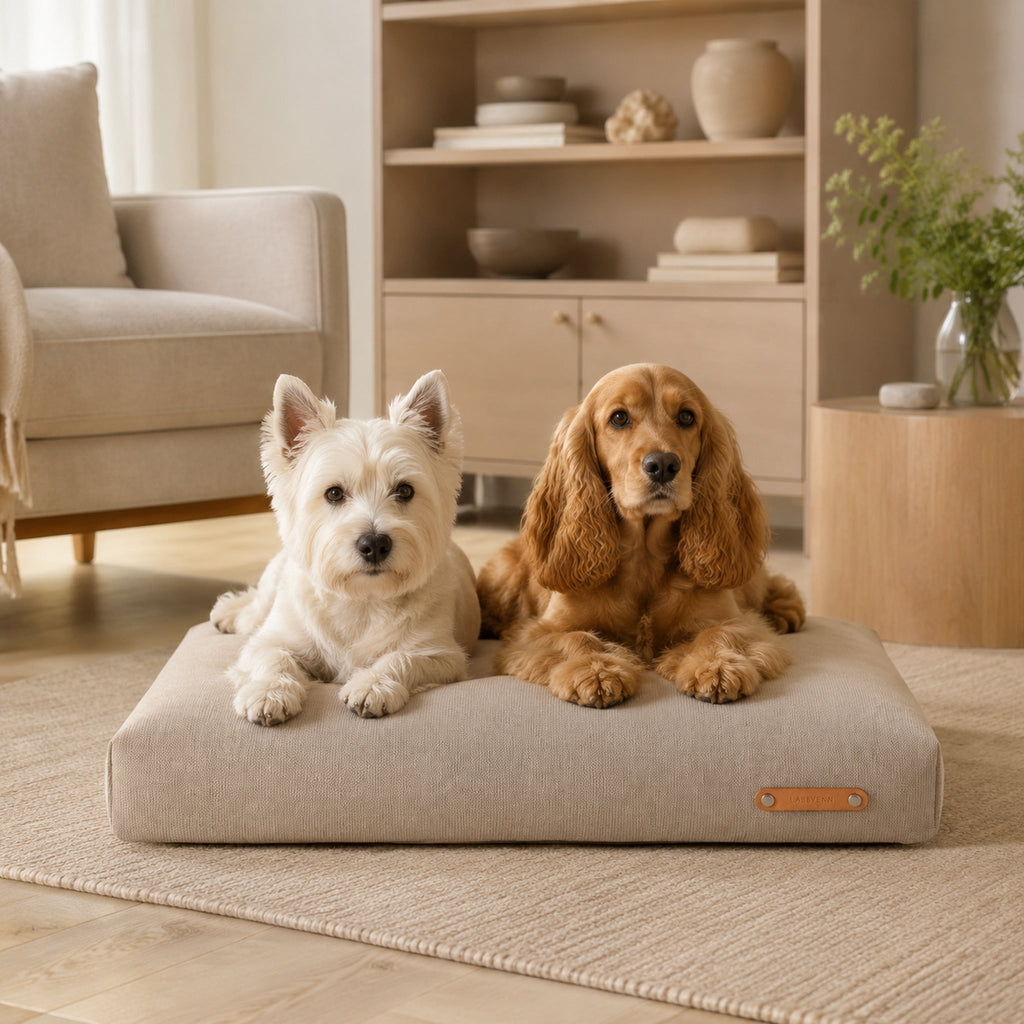 Bosca Hundekissen Beige für zwei Haustiere – moderne Wohnatmosphäre