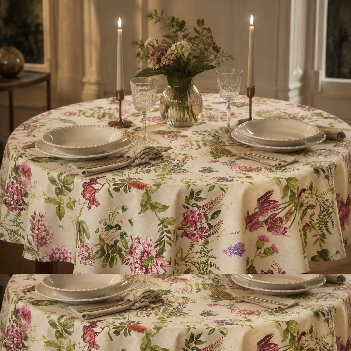 Runde Tischdecke Botanico – stilvolle Dinner-Atmosphäre
