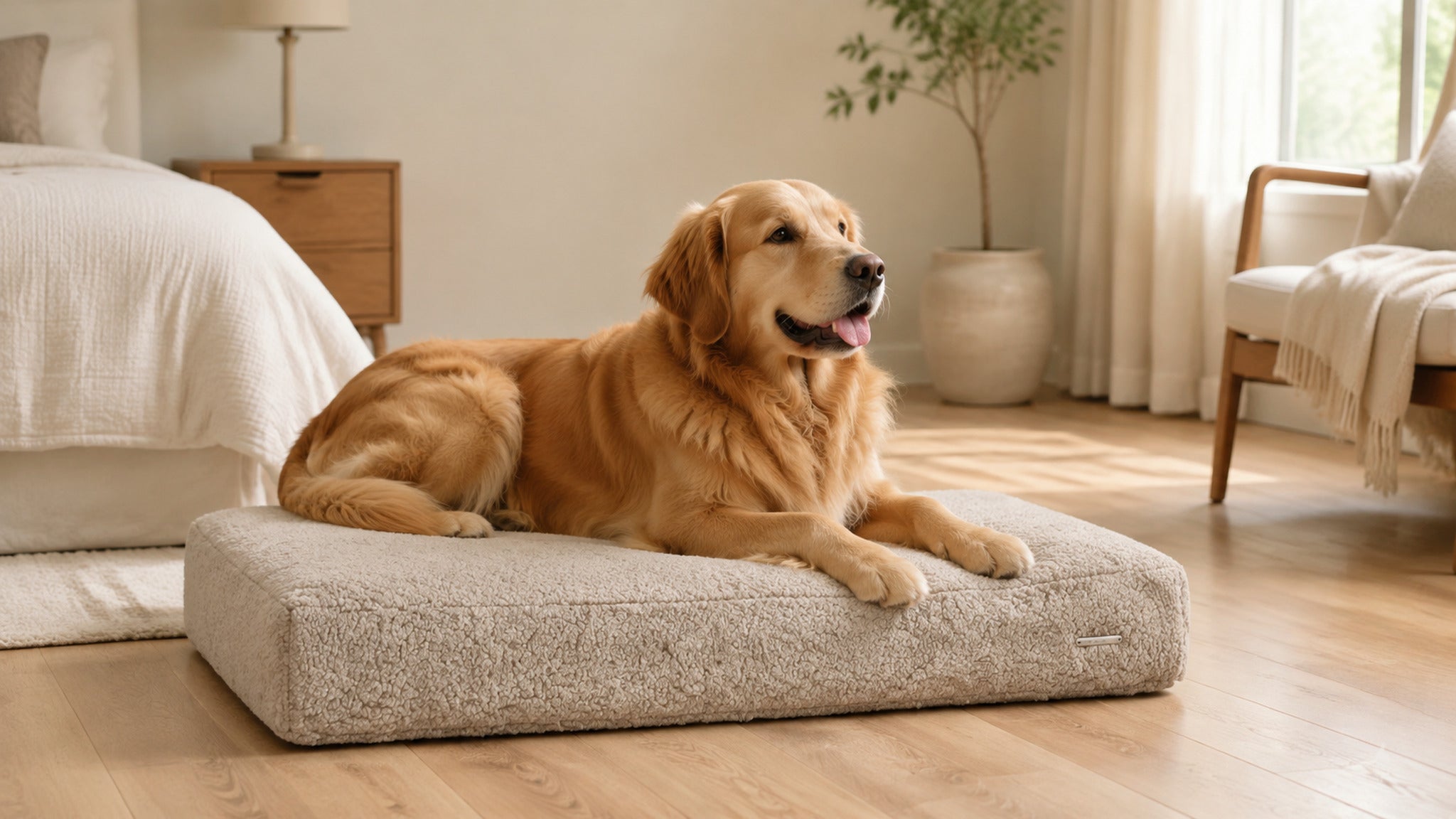 Buklaa Hundekissen Hellbeige im hellen Premium Interieur – 16:9