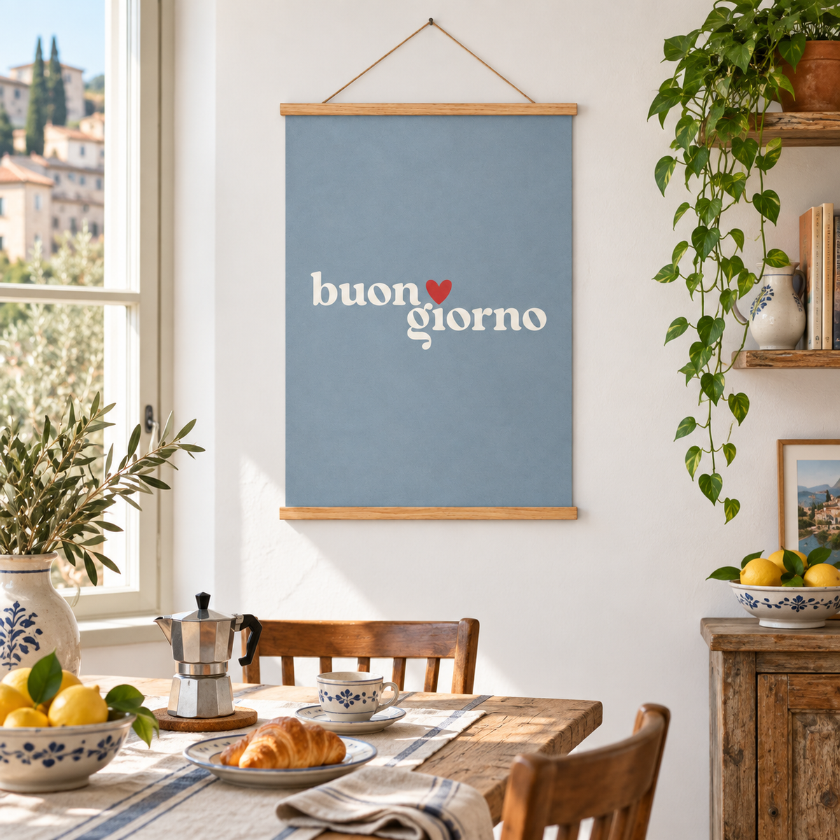 Poster Buongiorno in italienischer Atmosphäre – quadratisch
