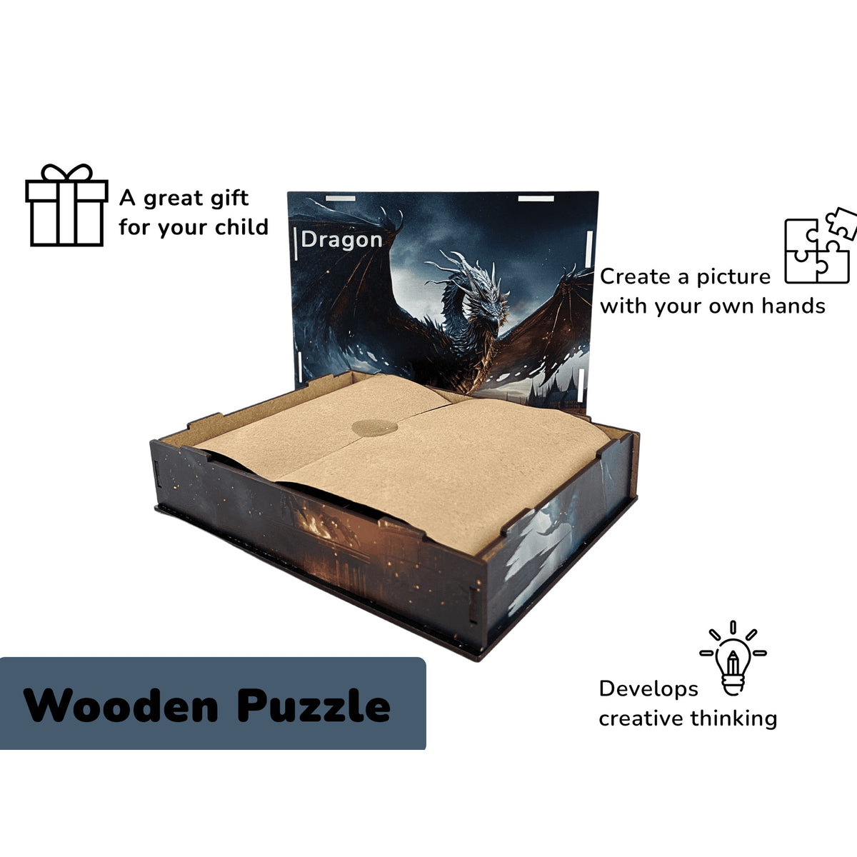 BusyKids Dragon Wooden Jigsaw Puzzle, 174 Pieces
